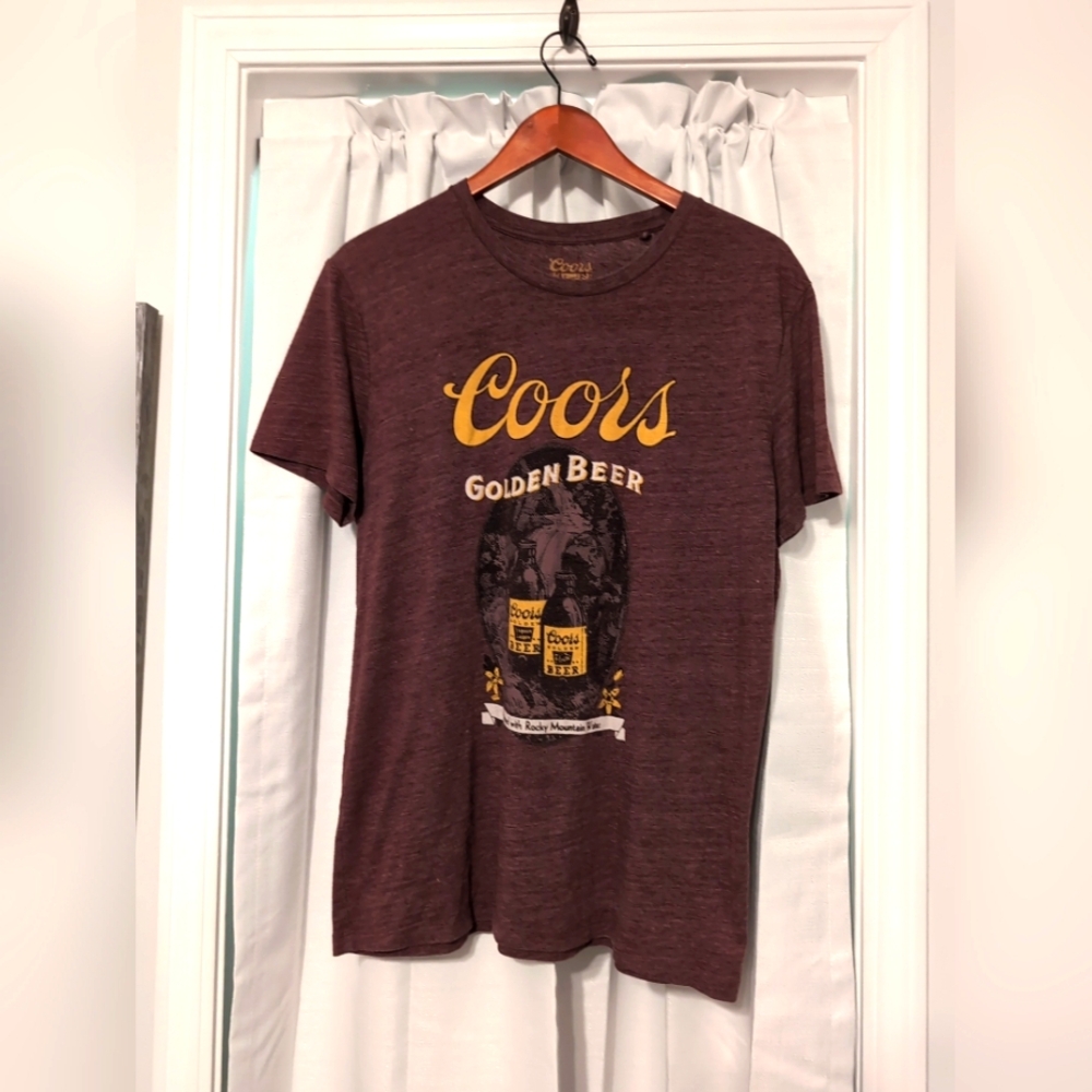 Coors Golden Beer‎ Men's s Maroon Graphic T-Shirt Size Medium